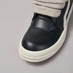 PENDRA Black Geobasket Black Leather High-Top Zip Jumbo-Lace Edition 2 Ankle Boots