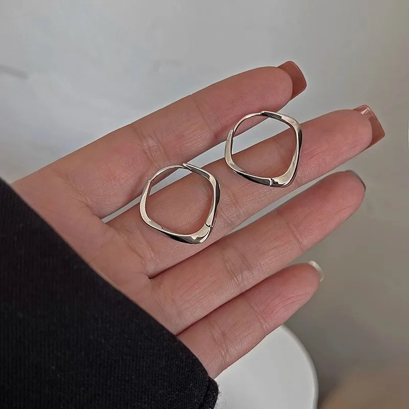 PENDRA Geometry 925 Sterling Silver Hoop Earrings