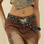 PENDRA Rheais Leather Pink Butterfly Gothic Belt