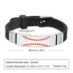 Baseball Patterned Bracelet for Men Boys, Waterproof Silicone Bracelet,Baseball Anthusiast Jewelry Gifts