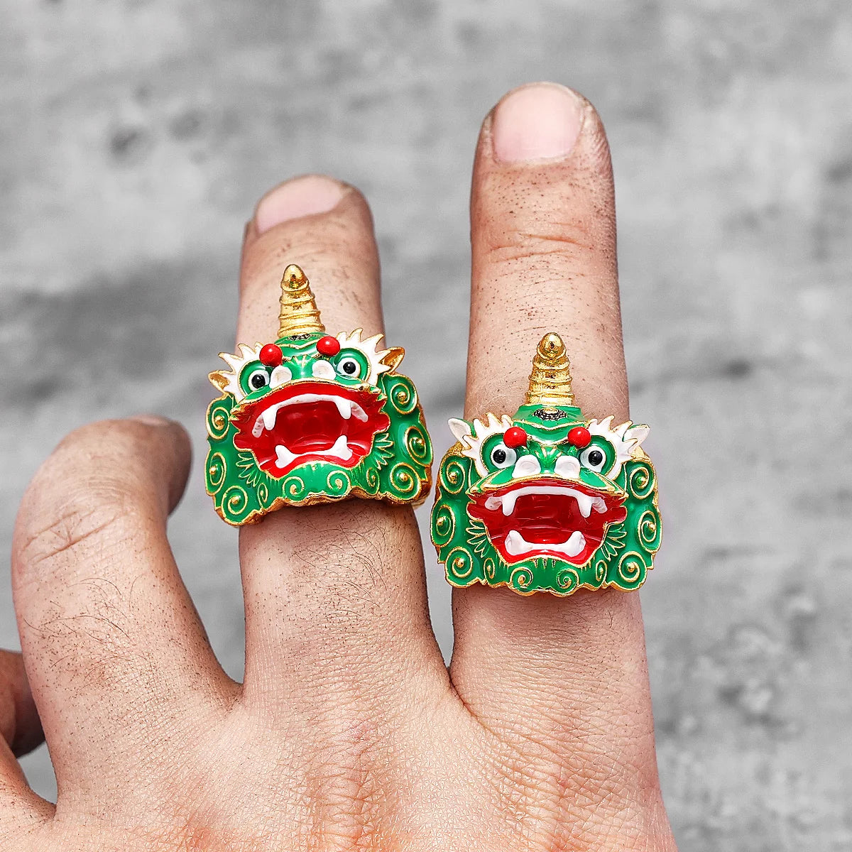 PENDRA Chinese Lion Dance Steel Ring
