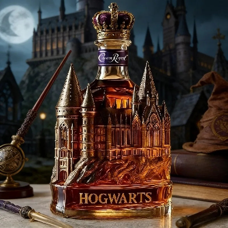 Elegant Crown Top Castle Glass Decanter, Whiskey Aerator for Home Bar, Medieval Themed Barware, Premium Whisky Carafe, Perfect