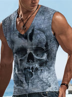 PENDRA Sleeveless Skull Print T-Shirt