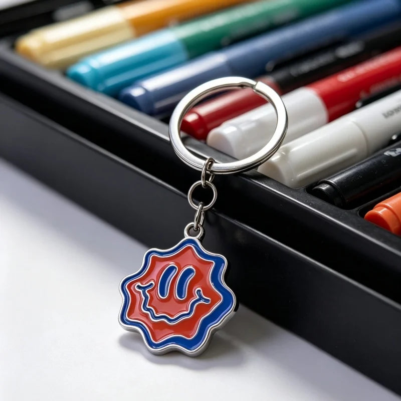 PENDRA Smiley Colorful Stainless Steel Keychain