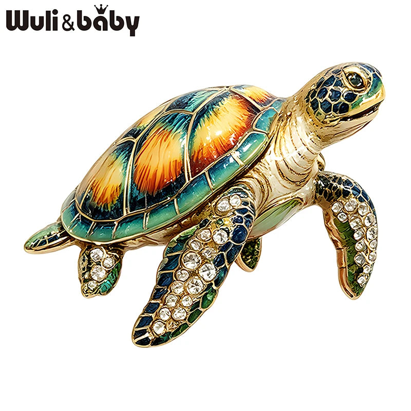 PENDRA Sea Turtle Rhinestone Brooch