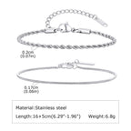 1/2/3pcs Chain Bracelet for Men Women,Stainless Steel Twisted Rope Cuban Chain Wristband,Hip Hop Minimalist Jewelry Gift