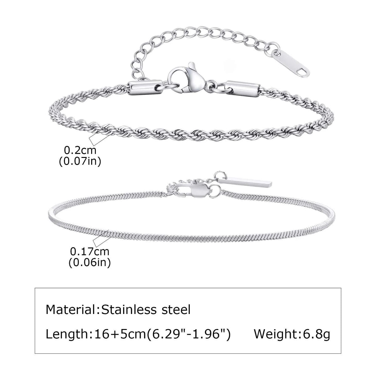 1/2/3pcs Chain Bracelet for Men Women,Stainless Steel Twisted Rope Cuban Chain Wristband,Hip Hop Minimalist Jewelry Gift