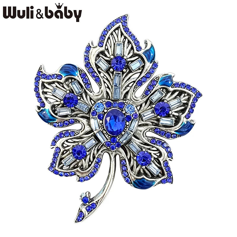 PENDRA Mapletta 4-Color Vintage Rhinestone Leaf Brooch
