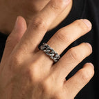 Vintage Punk Men's Ring,Antique Oxidized Stainless Steel Band Ring, Streetwear Casual Jewelry Gift
