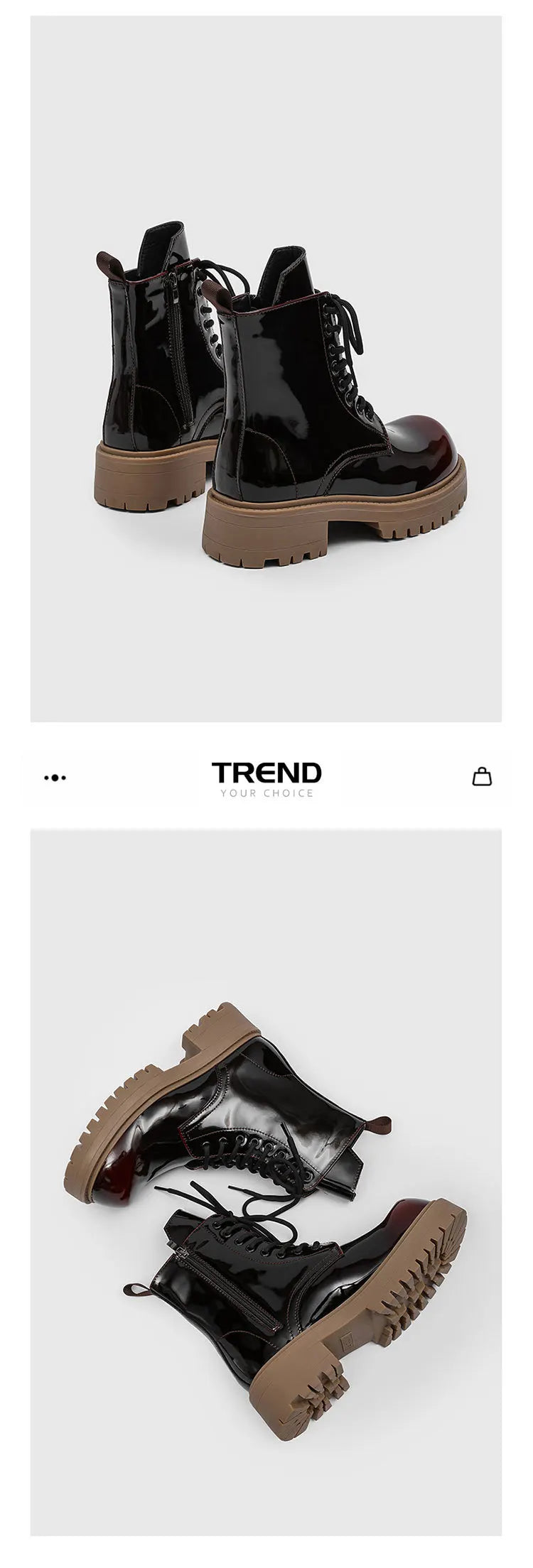 PENDRA Leather Thick Soled Boots