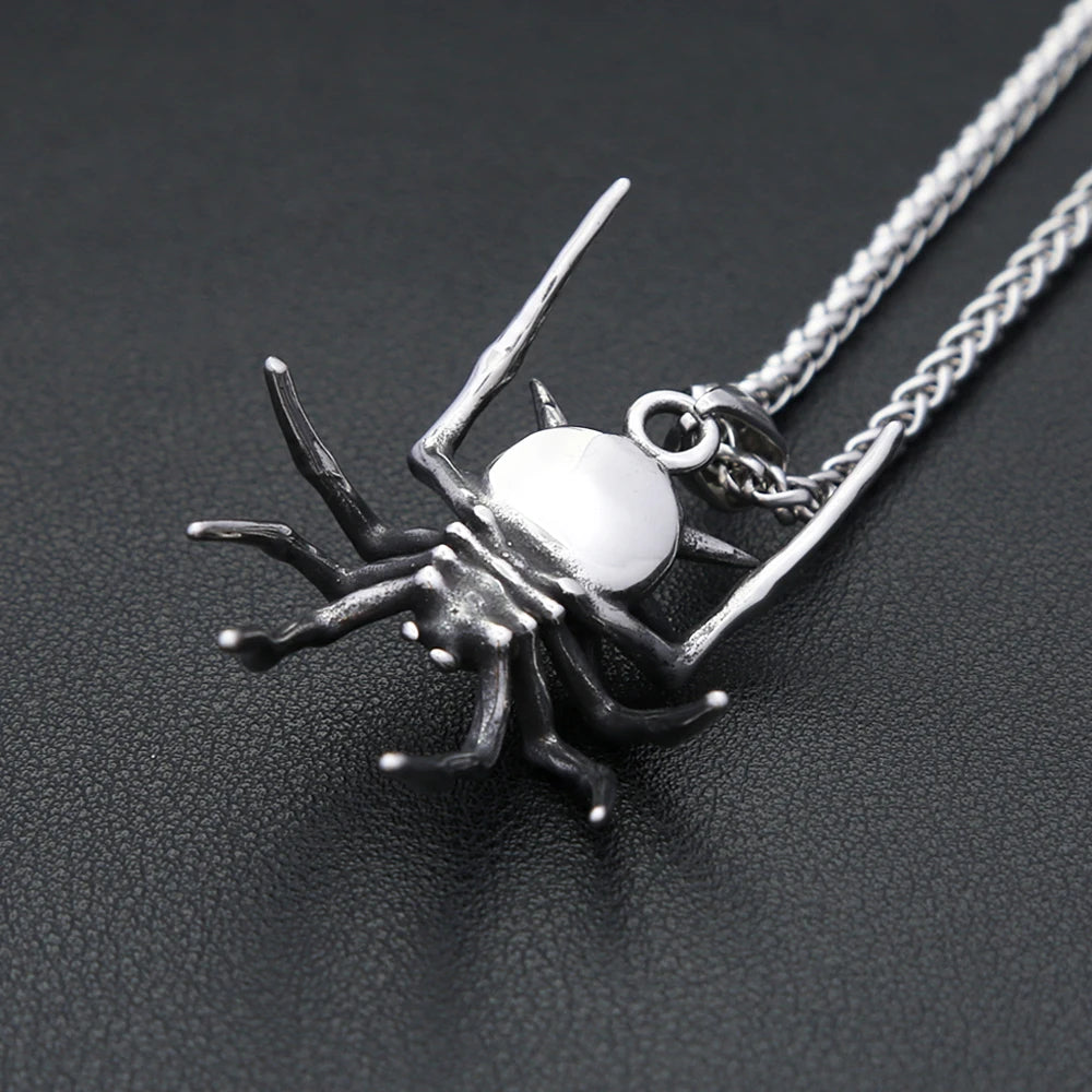 PENDRA Spiderweb Gothic Spider Pendant