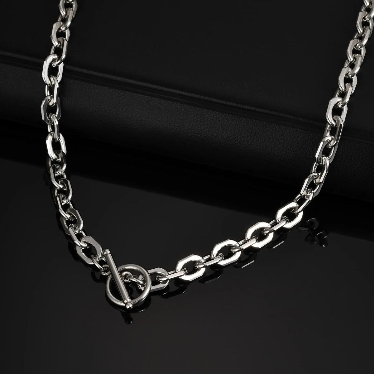 Men's Chain Necklace,Stainless Steel Cuban Chain Figaro Chain Collar,Classic Basic Gold Black Silver Color Chain