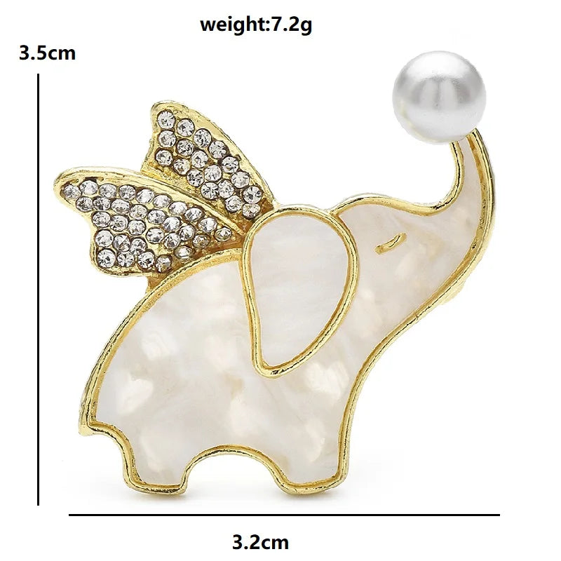 Wuli&baby Cute With Wings Elephant Brooches For Women Men 2-color Pearl Rhinestone Animal Office Casual Brooch Pins Gifts