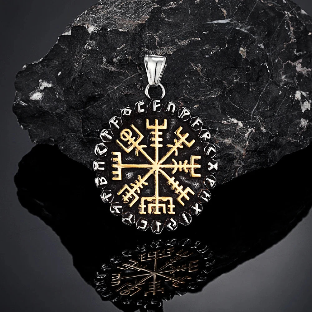 PENDRA Rune Compass Steel Necklace