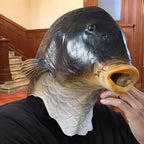 Funny Fish Latex Mask Halloween Costume Realistic Carp Head Mask for Party Cosplay Masquerade