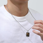 PENDRA Tiger Square Stone Pendant Necklace