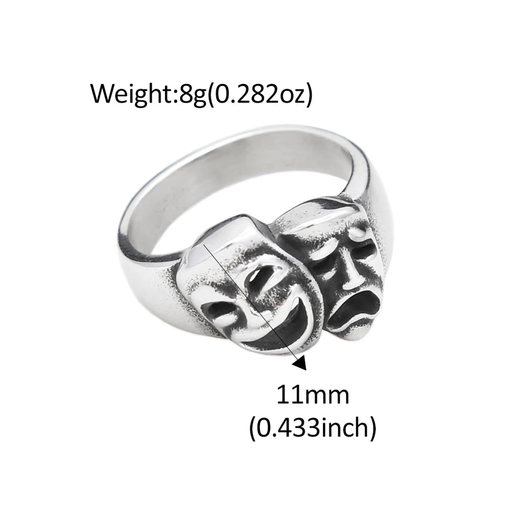PENDRA CrySmile Stainless Steel Cry and Smile Ring