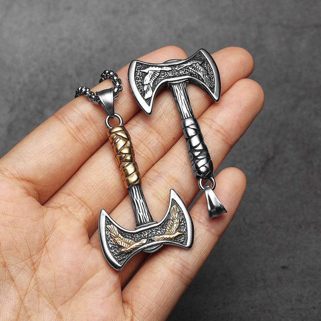 PENDRA Phoenix Axe Steel Necklace