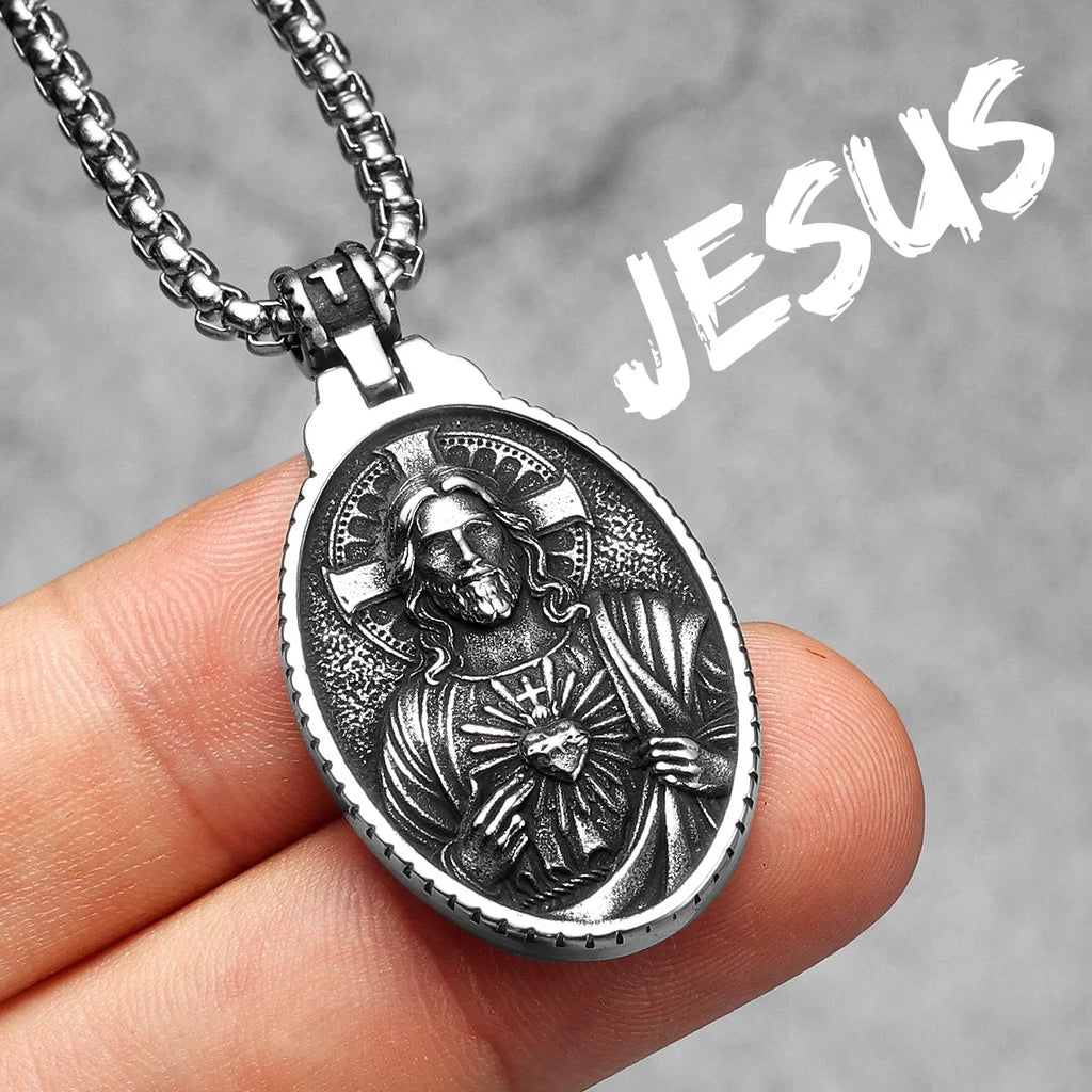 PENDRA Jesus Angel Virgin Steel Necklace