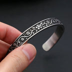 Classic Retro Fashion Silver Color Flower Bracelets For Men Women Stainless Steel Ethnic Style Lotus Leaf Bracelet Party Jewelry