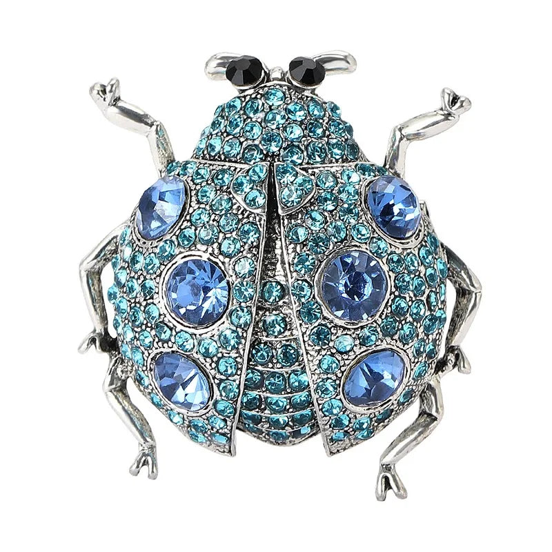 PENDRA Jewel Beetle Rhinestone Insect Brooch
