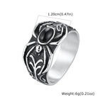 Vintage Punk Men's Spider Signet Ring,Stainless Steel Natural Stone Black Onyx Ring Jewelry Accessory Gift for Him