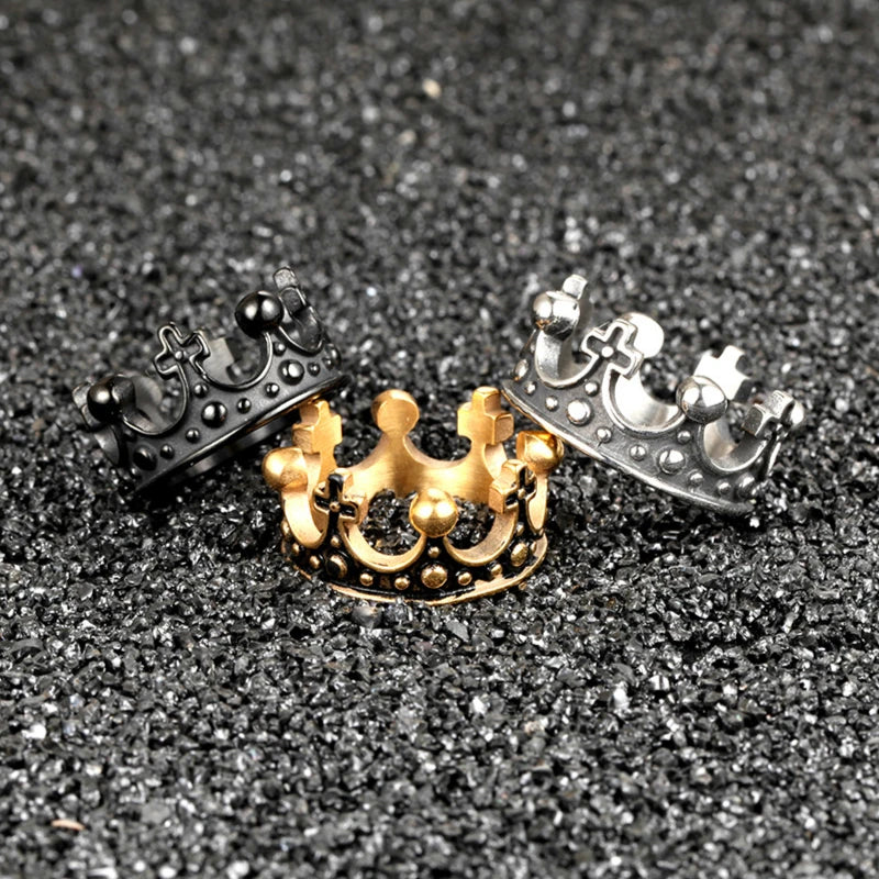 PENDRA Royal Crown Rock Steel Ring