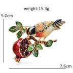 PENDRA Pomegranate Bird Animal Fruit Flower Brooch