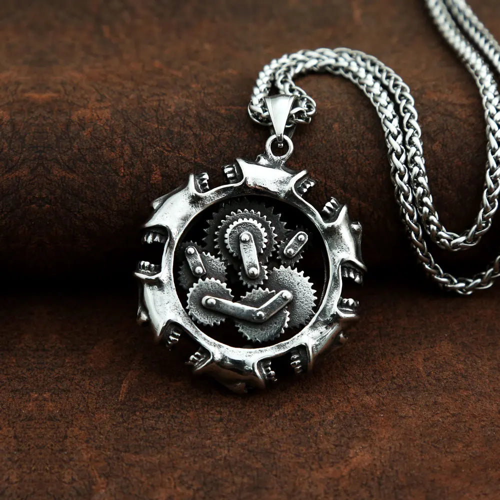 PENDRA Skullgear Steampunk Mechanical Skull Pendant