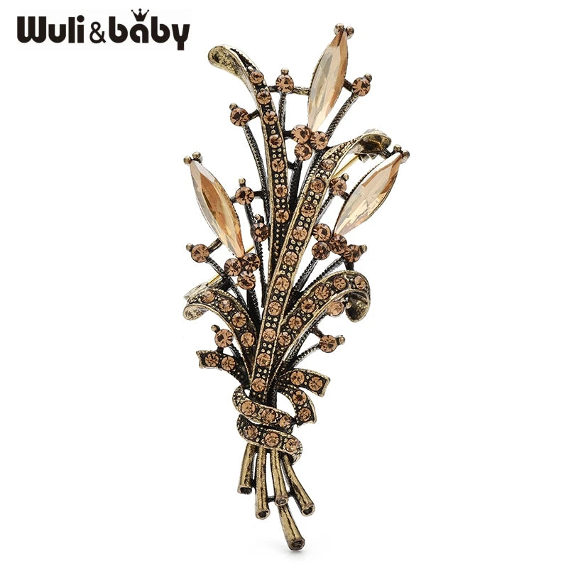 PENDRA Wheatley Vintage Rhinestone Bouquet Brooch