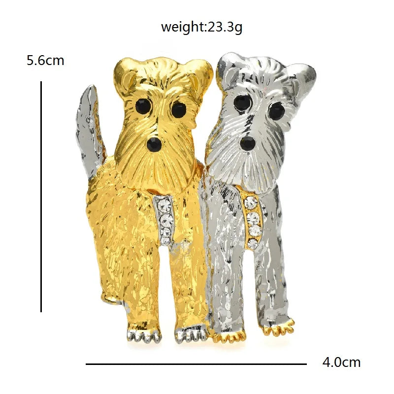 PENDRA Two Dogs Puppy Animal Brooch