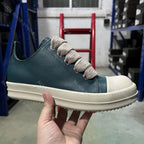 PENDRA Green Gothic Green Leather Low-Top Jumbo-Lace Thick-Sole Sneakers