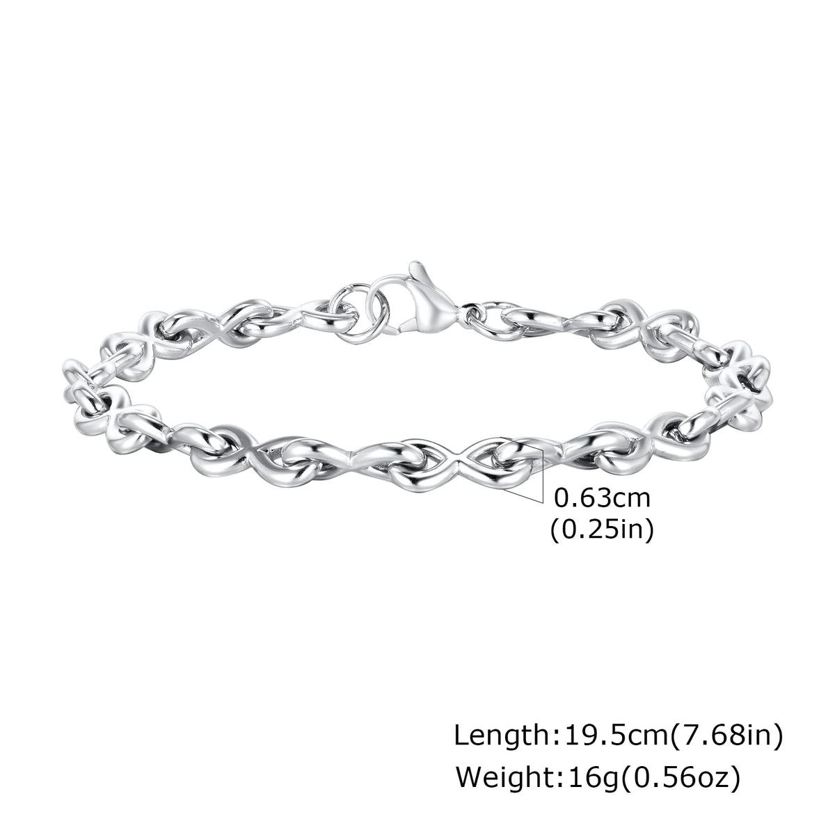 Stainless Steel Chain Bracelets for Men Boys,Infinite Link Chain Handmade Wristband,New Punk Jewelry