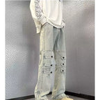Original Luxury 2026 Brands Clothing Design Pants Men's High Street Tooling Jeans Niche High-end Zipper Split Micro-flared Pants
