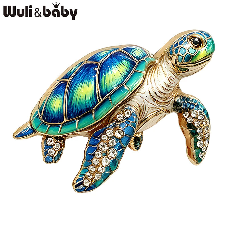 PENDRA Sea Turtle Rhinestone Brooch