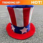 Uncle Sam Hat with American Flag - Funky -Free Tall Top Hat Suitable for 4th of Parties, Parades, Themed Costumes & Costume