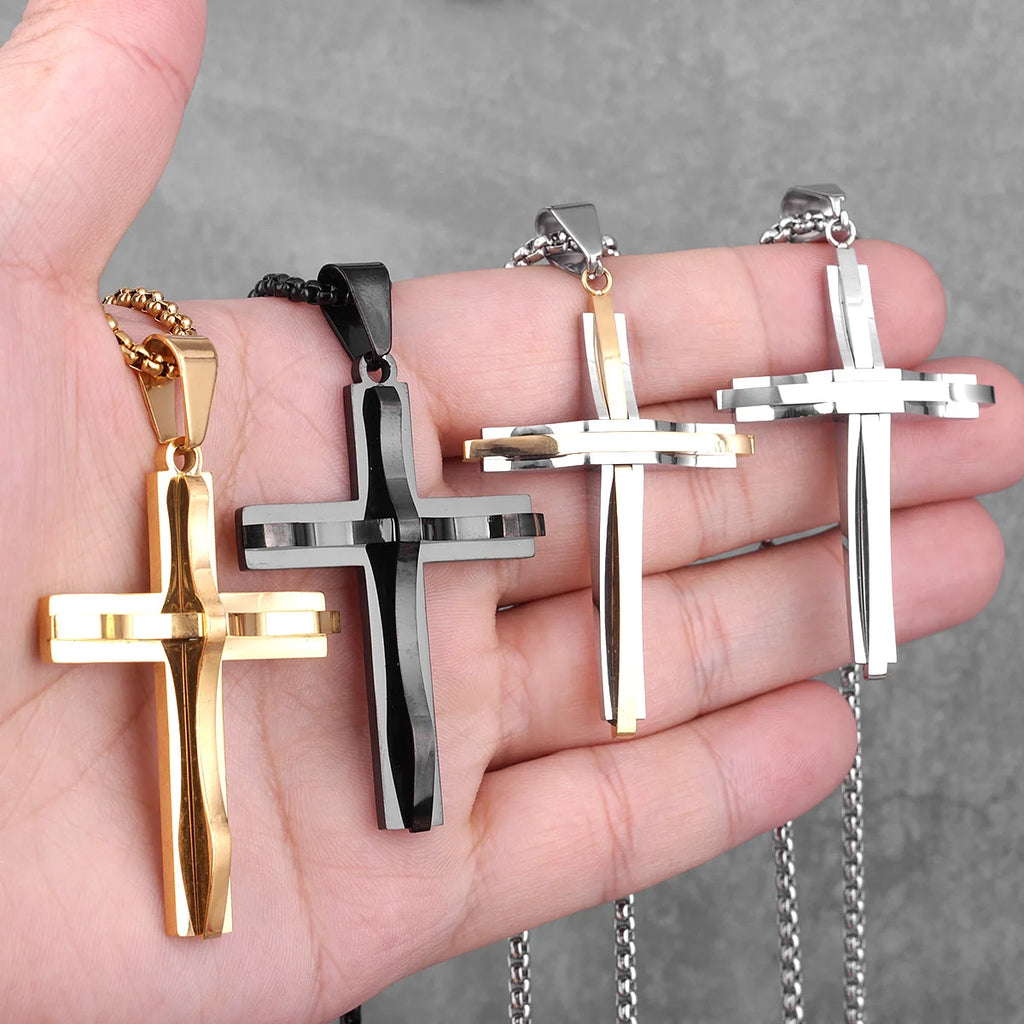 PENDRA Cross Boyfriend Steel Necklace