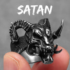 Retro Demon Satan Skull Men Rings Stainless Steel Punk Gothic Women Jewelry Fashion Accessories Halloween Gift Wholesale