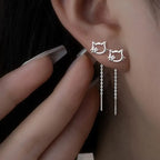 VENTFILLE 925 Sterling Silver Drop Earring For Women Zircon Crystal Hollow Out Cat Personality Jewelry Gift Dropshipping