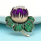 PENDRA Lotuselle Enamel Lotus Flower Brooch