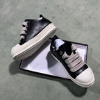 PENDRA Jumbo Noir Black Leather Low-Top Jumbo-Lace Platform Sneakers