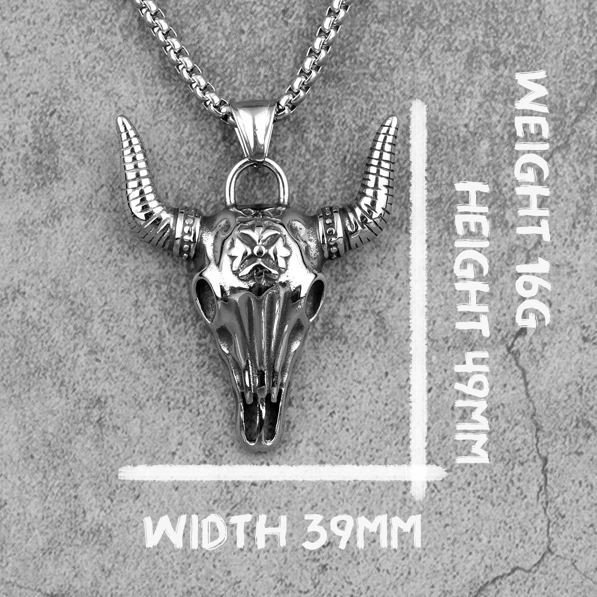 PENDRA Cattle Skull Boyfriend Steel Necklace