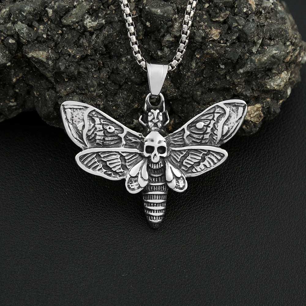 PENDRA Mothskull Stainless Steel Skull Moth Pendant