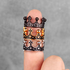 PENDRA Royal Crown Rhinestone Steel Ring