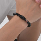 Men's Zodiac Bracelet,Red Agate Black Beaded Bracelets,Casual Birthday Gifts to BBF Son