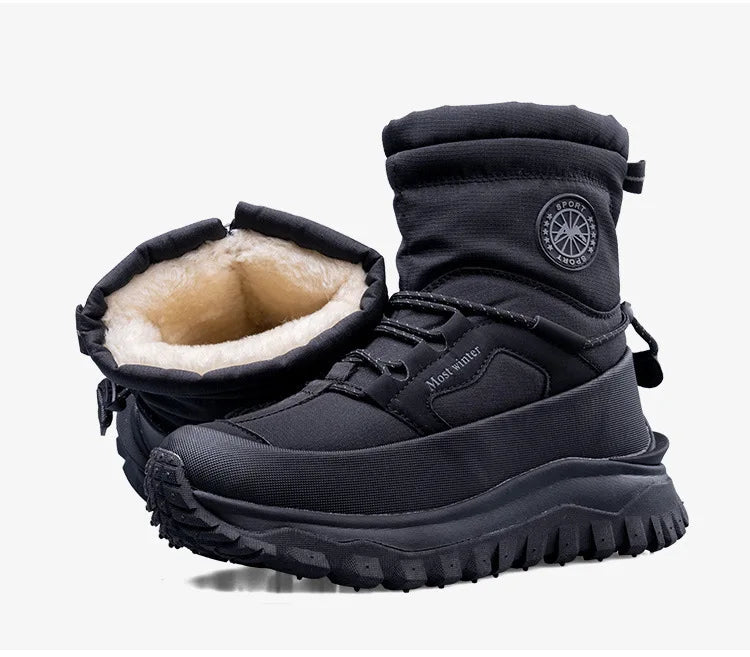 -30c Winter Waterproof Non-slip Cotton  Thick-soled Cold-proof High-top Men's Mountaineering Outdoor Thickened Warm Snow Boots