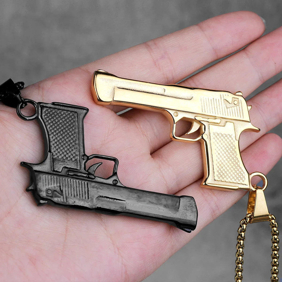 PENDRA Pistol Desert Eagle Steel Necklace