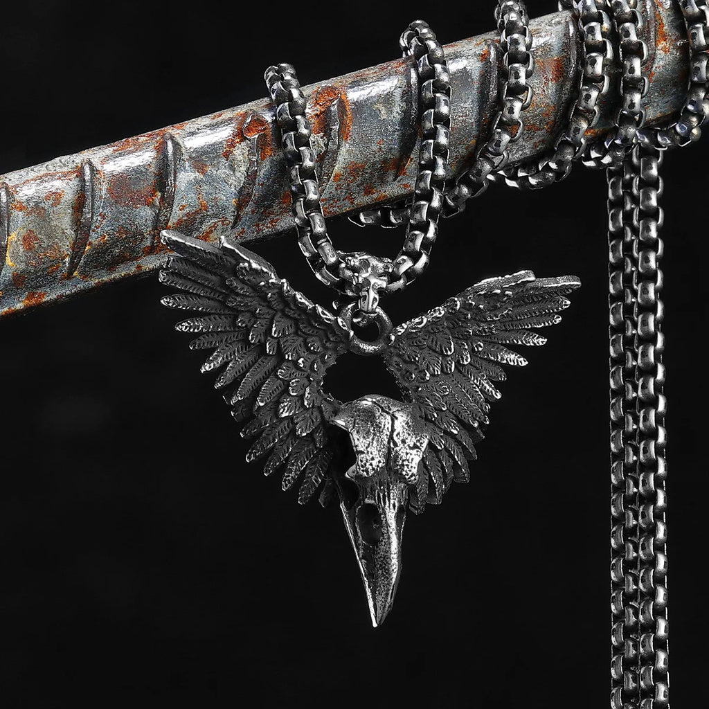PENDRA Raven Crow Steel Necklace