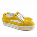 PENDRA Goldcrest Gold Suede Leather Low-Top Thick-Sole Platform Sneakers