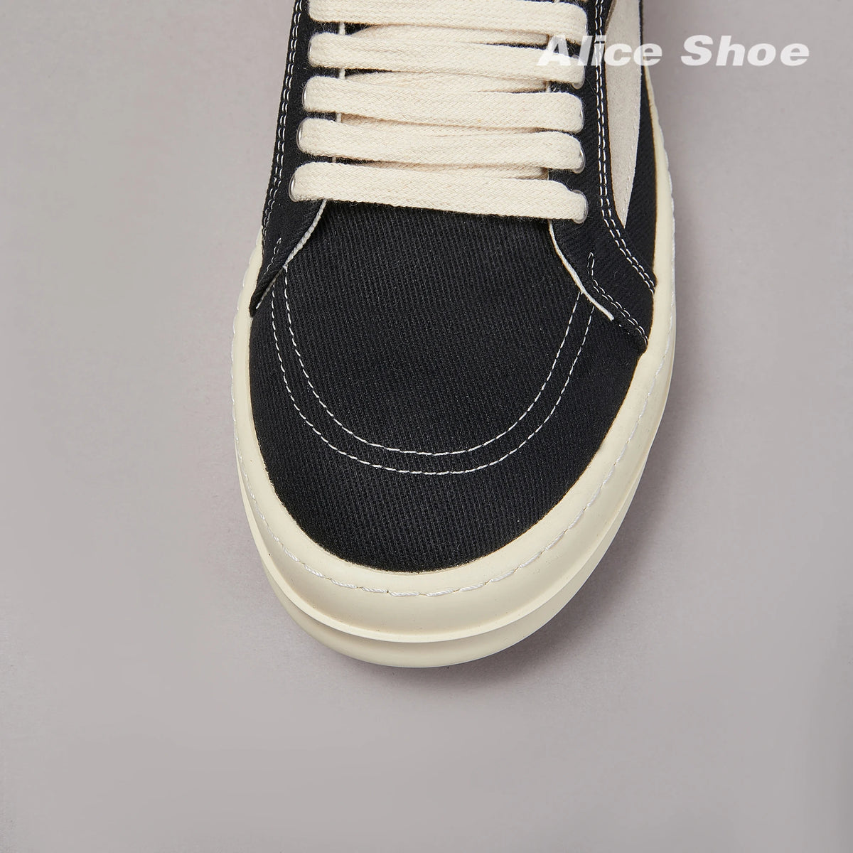 PENDRA Holiday Black Canvas Low-Top Lace-Up Thick-Sole Platform Sneakers